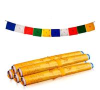 Joyfulmap - Lot de 50 drapeaux de prière tibétains 100 % coton fabriqués à la main à la main - Décoration bouddhiste bénie par Lama pour la méditation, la décoration d'intérieur et de monastère