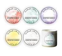 Joyfulmap Lot de 500 étiquettes pré-imprimées pour bougies parfumées, 5 aquarelles faites à la main avec amour, étiquettes imperméables pour la fabrication à la main, fournitures de petite entreprise,