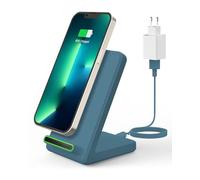 JoyG hargeur sans Fil : 15 W Rapide inductif Station de Charge (avec Adaptateur) pour iPhone 17/16/15/14/13/12/11/XR/X/8, Chargeur sans Fil pour Samsung S25/S24/S23/S22/Note - Bleu