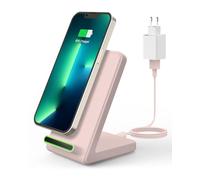 JoyG hargeur sans Fil : 15 W Rapide inductif Station de Charge pour iPhone 17/16/15/14/13/12/11/XR/X/8, Chargeur sans Fil pour Samsung S25/S24/S23/S22/Note - Rose