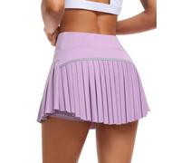 JoyGirl Jupe de tennis plissée pour femme avec short, jupe de golf taille haute, jupe-short athlétique avec poches, violet clair, L