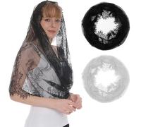 Joygoodta 2pcs Mantilla Veils catholique Round Élégant Couvre-tête en Dentelle Écharpe Écharpe Veaux catholiques décoratif