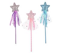 Joygoodta 3 pièces Baguettes étoiles 11 en Paillettes Baguette de fée Ange fée Accessoires de Costume bâtons pour Anniversaire Halloween fête Noël, Baguette étoile