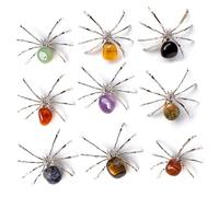 Joygoodta 9 pièces araignée en Cristal Pierres Naturelles culbutantes breloque araignée Collection de Figurines animales réalistes Uniques pour la Maison et Le Bureau Couleur aléatoire
