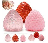 Joygoodta Balles Anti-Stress 3 pièces, Jouets Doux et Extensibles pour Le Jeu sensoriel, Jouets à Presser aux Fraises pour Adultes et Enfants, soulagement du Stress