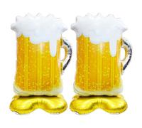 Joygoodta Ballons de bière 2 pièces, Grands Ballons de Tasse bière en Aluminium Debout avec Base pour Les décorations fête d'été, Festival, fête d'anniversaire Mariage