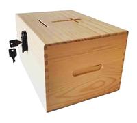 Joygoodta Boîte de dons avec verrouillage 11x8x6 pouces Boîte de prière en bois avec motif croisé pour l'église première communion Christian Thanksgiving