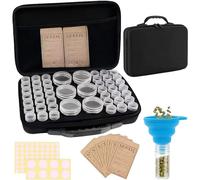 Joygoodta Boîte de Rangement de graines, Organisateur graines Portable à Fermeture éclair avec 48 Bouteilles, 7 Sacs et Entonnoir, conteneur étanche pour Serre Jardin, Maison,