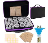 Joygoodta Boîte de Rangement de graines, Organisateur graines Portable à Fermeture éclair avec 48 Bouteilles, 7 Sacs et Entonnoir, conteneur étanche pour Serre Jardin, Maison, Violet