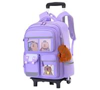 Joygoodta Capybara Sac à Dos pour l'école, Sac à Dos Roulettes capacité Capybara avec Plusieurs Compartiments d'école imprimé Dessin animé pour garçons Filles, Violet