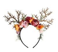 Joygoodta Cerf bois de bande fleur fleur or teler casque de flèche renne floral casque pour femmes adolescents filles fête Noël bal