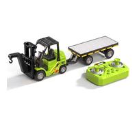 Joygoodta Chariot élévateur télécommandé 1/64, Jouets de Chariot élévateur RC 2 en 1, Mini Camion télécommandé avec dépanneuse à Plat pour Enfants garçons, Vert