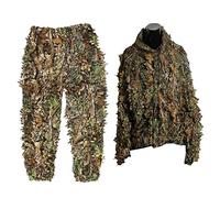 Joygoodta Costume de Camouflage à Feuilles 3D, vêtements à Capuche, Hauts d'extérieur, Pantalons, Poncho pour l'observation des Oiseaux de la Jungle, vêtements Camouflage Feuilles 3D
