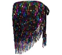 Joygoodta Écharpe à la Hanche de la Danse du Ventre Quatre Couches Bling Paillettes de la Jupe Danse Ventre