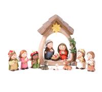 Joygoodta Ensemble de crèche de Noël 12 pièces/Ensemble LED crèche et Figurine la Sainte Famille Comprenant l'enfant Jésus, et Joseph pour Les Ensembles décoration Table Noël