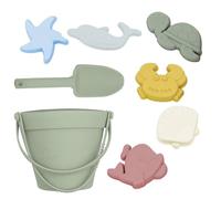 Joygoodta Ensemble de Jouets de Sable, 8 pièces, Seau Plage et Pelle d'été pour Enfants, Outils creusement bac à Sable Parents-Enfants en Silicone sûrs, Vert Clair