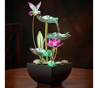 Joygoodta Fontaine d'eau de Table, Cascade de Bureau à 3 Niveaux avec lumières et Roches, fontaines d'eau 'intérieur pour la Maison, Le Bureau, la Chambre à Coucher, Style 2
