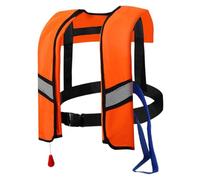 Joygoodta Gilet de Sauvetage Gonflable Manuel/Auto-gonflant, Gilet Gonflable en Nylon 150 N avec sifflet, Boucle à dégagement Rapide et Bandes réfléchissantes, sans Bouteilles de gaz, Orange