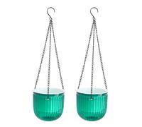Joygoodta Jardinière Suspendue en Plastique, Pot de Fleur Suspendu à arrosage Automatique, Pot de Plante d'intérieur avec Trou Drainage pour la décoration la Maison, 2 pièces, Plante Verte S