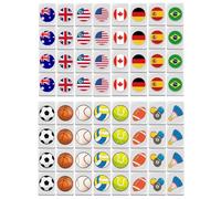 Joygoodta Mahjong, Mini Mahjong Set 64Pcs Drapeau & Balle Motif Carreaux Escape Game 24mm Travel Set Réutilisable Block Game pour Printemps Pique-Nique Party