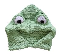 Joygoodta Masque de grenouille, chapeau au crochet à la main, couverture complète du visage, bonnet en tricot avec cache-cou, joli chapeau chaud d'hiver pour femme, vert