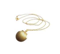 Joygoodta Médaillon de mer vintage, collier de Sirène Valentin, médaillon plage, laiton en or, petites, plage bijoux nautique