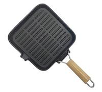 Joygoodta Pan de plaque en fonte, poêle à grill en fonte antiadhésive avec poignée pliable pour gaz, électrique, induction et four, poêle de 9, 4 x 9, 4 pouces