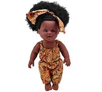 Joygoodta Poupée Fille Noire Afro-américaine bébé Jouer poupées 12 Pouces Cheveux bouclés Brun pour Enfants Anniversaire poupée Fille Africaine