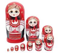 Joygoodta Poupées gigognes 10 pièces empilables en Bois colorées Amusantes poupées Russes pour Enfants Adultes Cadeaux d'anniversaire de noël de Vacances, Russe