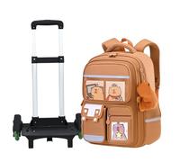 Joygoodta Sac à dos roulant avec 6 roues de capacité Capybara Sac à dos avec un école rétractable résistant la poignée de caricature caricature pour enfants
