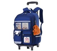 Joygoodta Sac à dos roulant avec roues de capacité Capybara Sac à dos avec plusieurs compartiments Cartoon école STRAP RECHECTABLE RÉTRACTABLE POUR LES GUITURES GUITS, Bleu foncé