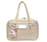 Joygoodta Sac à école japonais capacité PU Tote Sac japonais avec à dos d'école fermeture éclair multiple pour ordinateur portable en uniforme d'étudiants, blanc