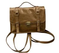 Joygoodta Sac à école japonais Sac à bandoulière en cuir PU Soft Pu avec poignée main de fermeture boucle la mode pour faire le shopping de voyage, marron