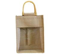 Joygoodta Sacs à vin en Toile de Jute pour 3 Bouteilles avec Linge de fenêtre, Sac à vin Portable avec poignée pour Mariage, fêtes, Anniversaires, Accessoires Noël