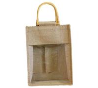 Joygoodta Sacs à vin en Toile de Jute pour 3 Bouteilles avec Linge de fenêtre, Sac à vin Portable avec poignée pour Mariage, fêtes, Anniversaires, Accessoires Noël