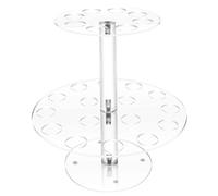 Joygoodta Support de Cornet de crème glacée 24 Trous Support crème glacée en Acrylique Transparent Cupcake à 2 Niveaux pour fête d'anniversaire Mariages Vacances Noël cône