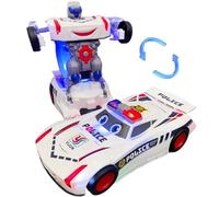 Joygoodta Voiture de Police, Voiture de Police avec lumière et Son, Jouet Transformable avec Roues universelles, Voitures électriques incassables pour Enfants, Filles, garçons