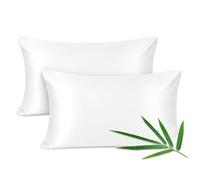 Joyhabit Taie d'oreiller en Bambou, 100% Pure Nature, Douce et Soyeuse pour Bébé, Vegan et Écologique, Pack de Deux, 40x80cm, Blanc Neige