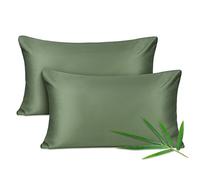 Joyhabit Taie d'oreiller en Bambou, 100% Pure Nature, Douce et Soyeuse pour Bébé, Vegan et Écologique, Pack de Deux, 40x80cm, Vert Mousse