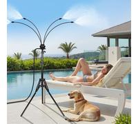 joyhalo Brumisateurs debout pour terrasse extérieure, système de brumisation réglable en hauteur de 7,8 à 1,5 m avec ligne de brumisation de 7,9 m, trépied de base portable pour jardin, terrasse