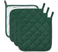 Joyhalo Lot de 4 maniques en coton avec une excellente résistance à la chaleur, coussinets chauds antidérapants pour cuisine Vert foncé