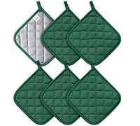 Joyhalo Lot de 6 maniques en coton avec une excellente résistance à la chaleur, coussinets chauds antidérapants pour cuisine Vert foncé
