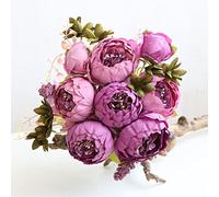 JOYHAZE 1 bouquet de pivoines artificielles de 48,3 cm en soie avec bourgeons pour décoration de mariage, maison, fête, bureau, centres de table, arrangements floraux à faire soi-même (violet)
