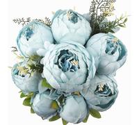 JOYHAZE 1 Pack Faux Bouquet de pivoines, 19'' Soie Grandes Fleurs de pivoines avec bourgeons pour la décoration de Bureau de réunion de Famille de Mariage, pièce Centrale de Table