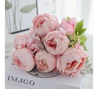 JOYHAZE 1 Pack Faux Bouquet de pivoines, 19'' Soie Grandes Fleurs de pivoines avec bourgeons pour la décoration de Bureau de réunion de Famille de Mariage, pièce Centrale de Table, Arrangement Floral