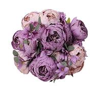 JOYHAZE 1 Pack Faux Bouquet de pivoines, 19'' Soie Grandes Fleurs de pivoines avec bourgeons pour la décoration de Bureau de réunion de Famille de Mariage, pièce Centrale de Table, Arrangement Floral