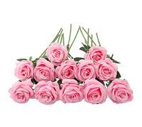 JOYHAZE 12 Roses artificielles, 19,7 '' Une Longue Tige de Soie Fleurs Mariage Floraison Roses Home Party décoration de Bureau, pièce Centrale de Table, Bricolage Arrangement Floral