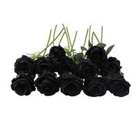 JOYHAZE 12 Roses artificielles, 19,7 '' Une Longue Tige de Soie Fleurs Mariage Floraison Roses Home Party décoration de Bureau, pièce Centrale de Table, Bricolage Arrangement Floral (Noir)