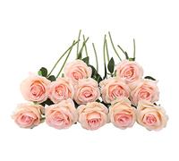 JOYHAZE 12 Roses artificielles, 19,7 '' Une Longue Tige de Soie Fleurs Mariage Floraison Roses Home Party décoration de Bureau, pièce Centrale de Table, Bricolage Arrangement Floral