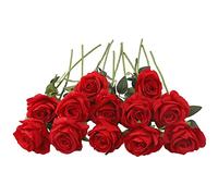 JOYHAZE 12 Roses artificielles, 19,7 '' Une Longue Tige de Soie Fleurs Mariage Floraison Roses Home Party décoration de Bureau, pièce Centrale de Table, Bricolage Arrangement Floral